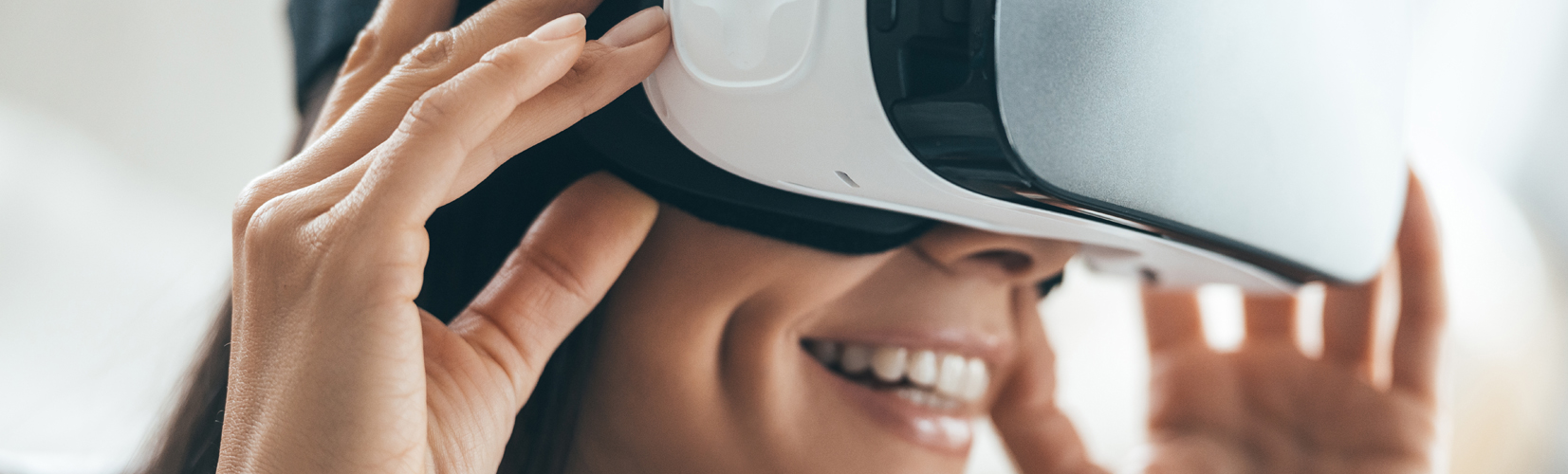 A woman using VR headset