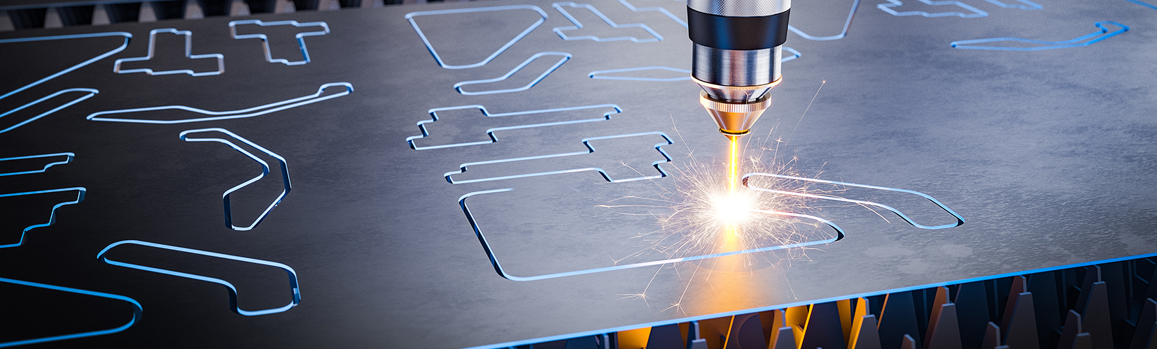 Plasma Machine Cutting a Sheet of Metal