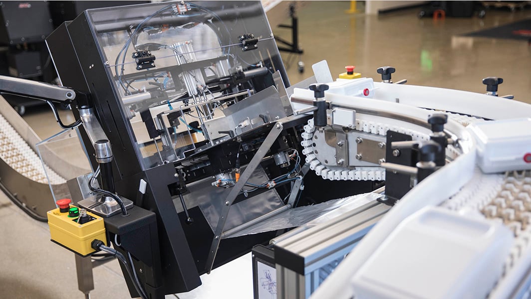 Custom bagging solutions developed by Pregis. Automated poly bag custom integration solution.