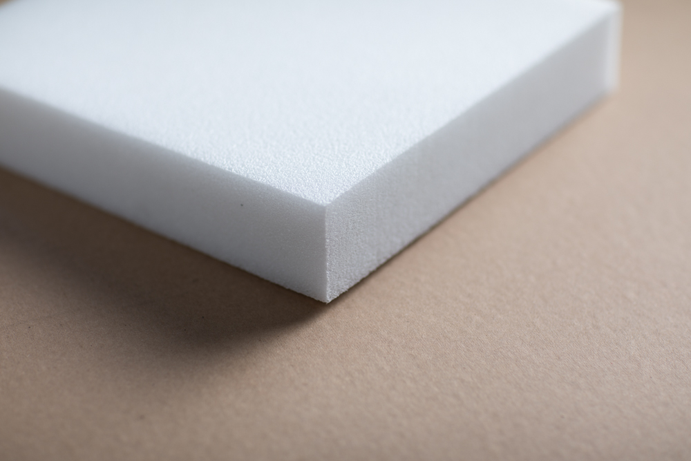 An extruded white foam plank.
