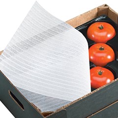 Poly Propylene Microfoam XFS sheet covering a tray of tomatoes.