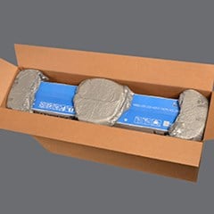 Foam in place protection used to secure electronics product inside a cardboard box packaging.