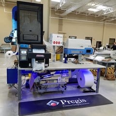 Multiple Pregis machine systems are integrated into a complete packstation.